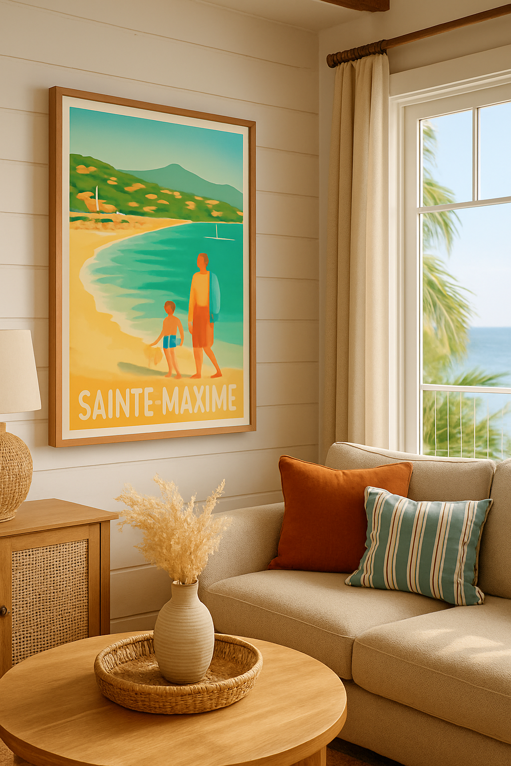 Affiche Sainte-Maxime — Douceur de la plage en famille · poster d'art de Sainte-Maxime