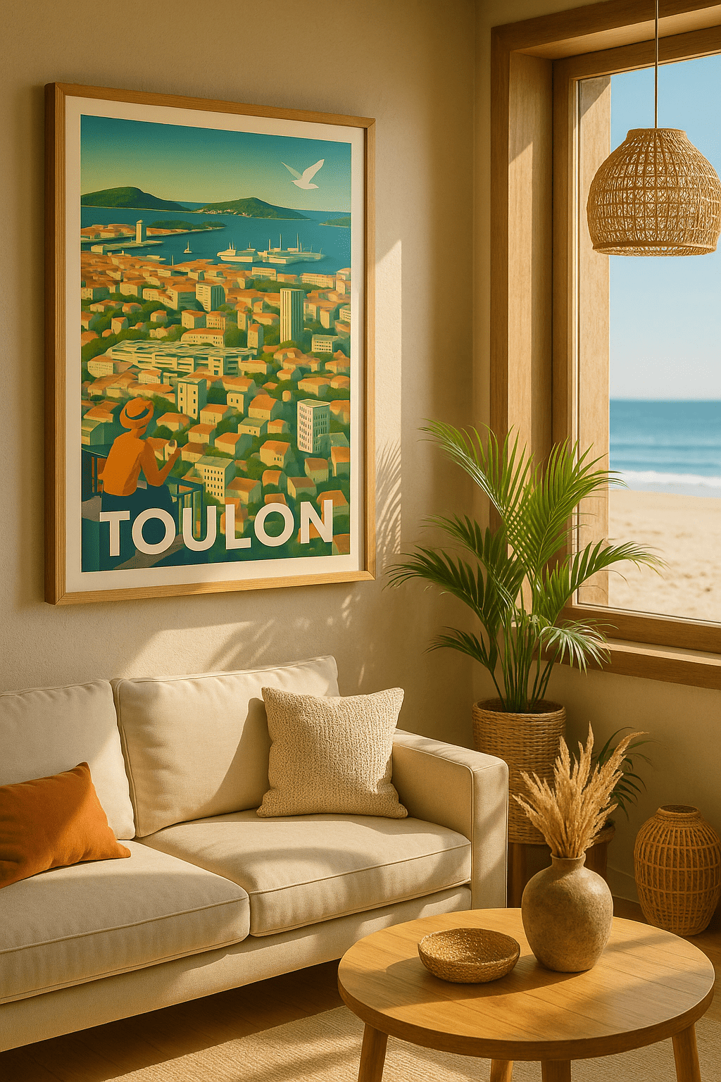 Affiche Toulon - Vue ensoleillée sur la Méditerranée - Afich