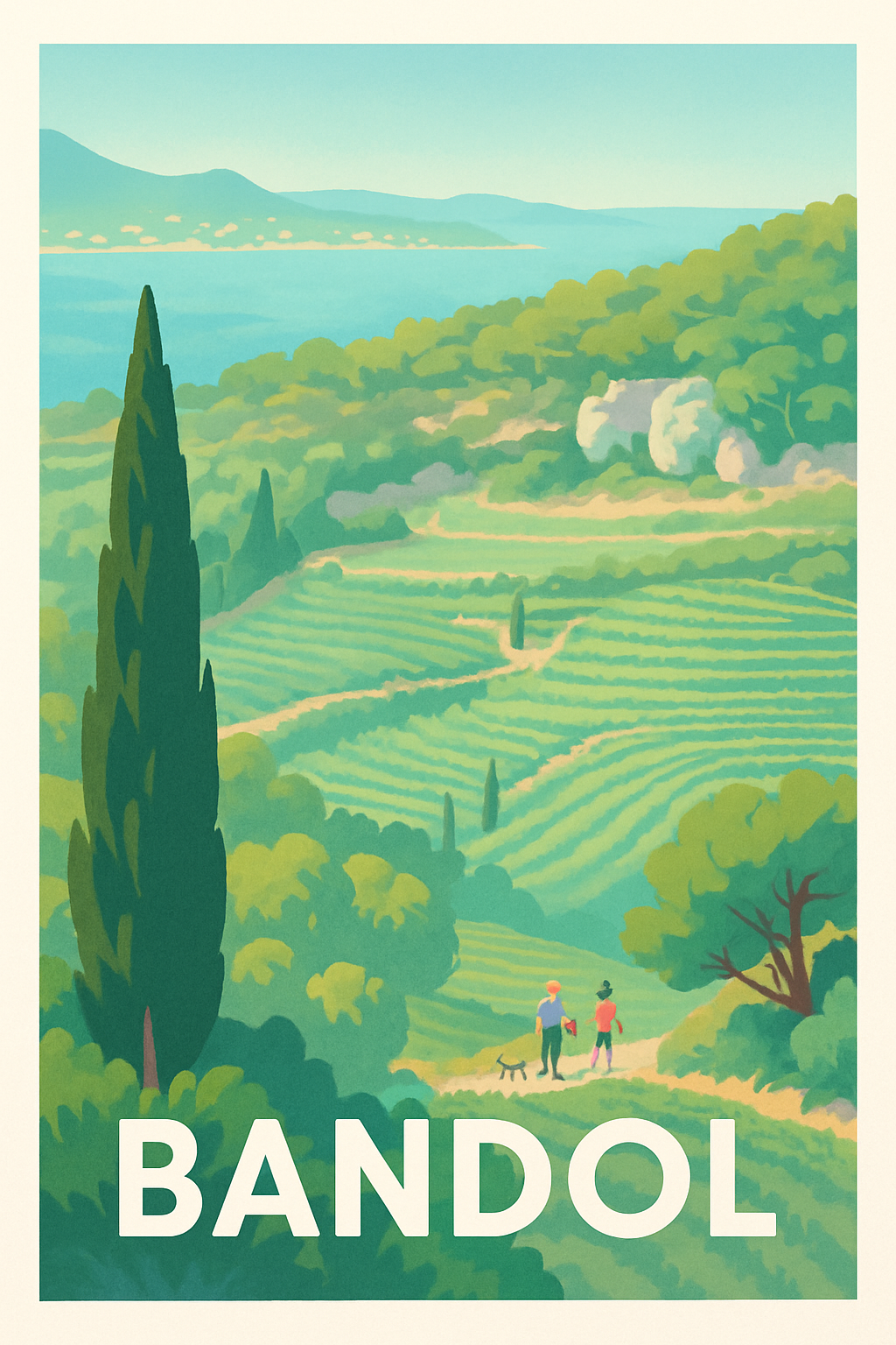 Affiche Bandol — Échappée verte en bord de mer · poster d'art de Bandol