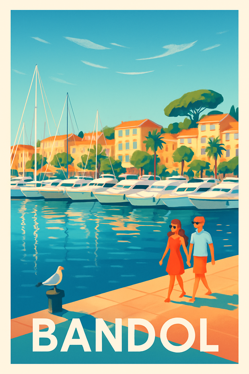 Affiche Bandol — Escapade ensoleillée au bord de l'eau · poster d'art de Bandol