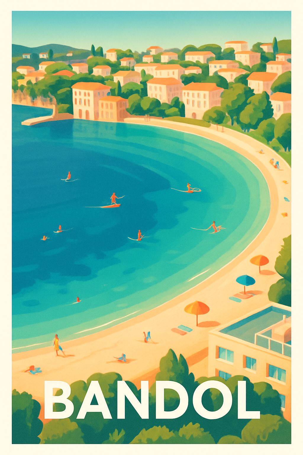 Var France Pas de Cadre / 20 × 30cm Affiche de Bandol - Évasion balnéaire en Provence