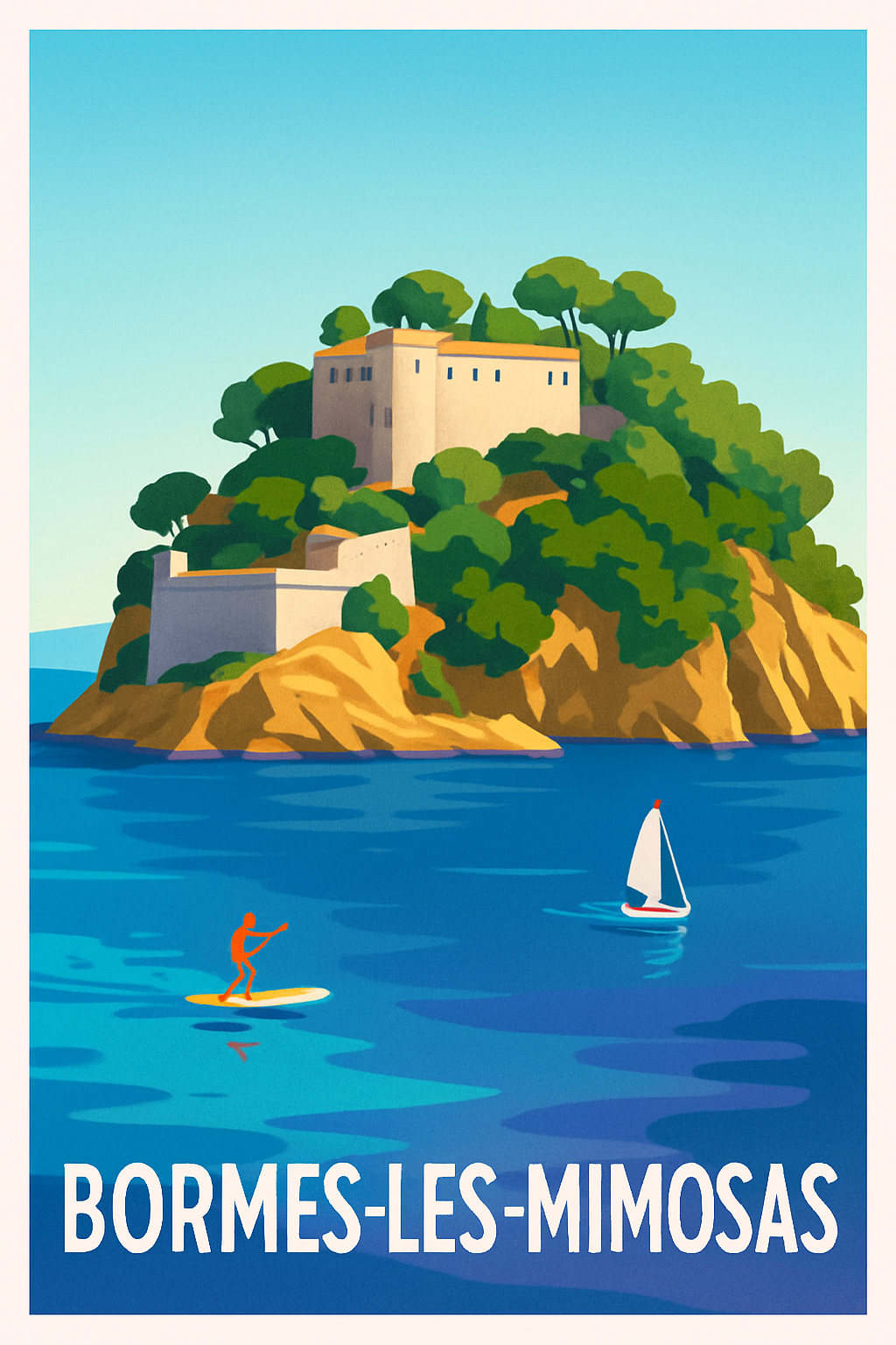 Var France Pas de Cadre / 20 × 30cm Affiche de Bormes-les-Mimosas - Évasion en Méditerranée
