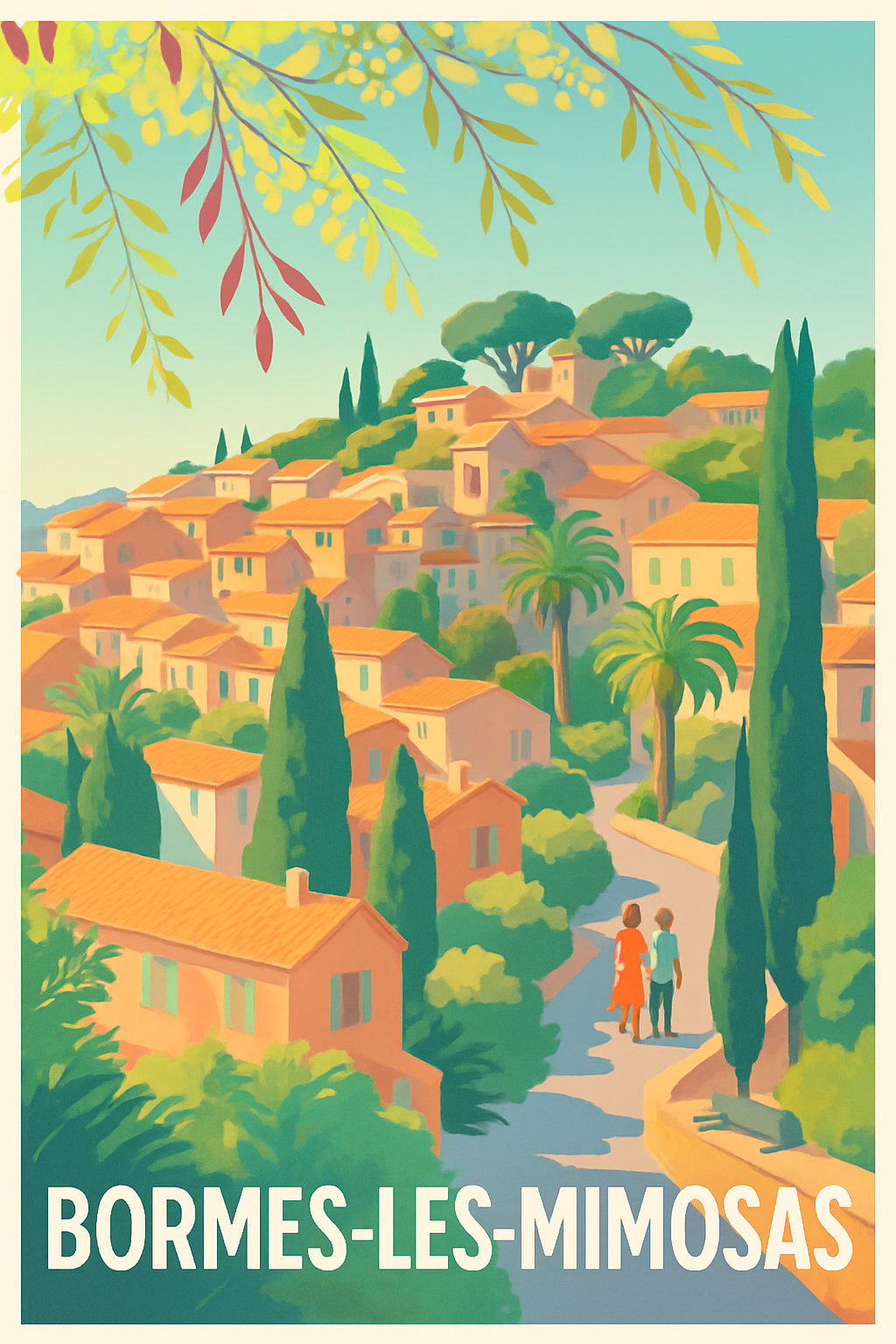 Affiche Bormes-les-Mimosas — L'élégance provençale en poster vintage · poster d'art de Bormes-les-Mimosas