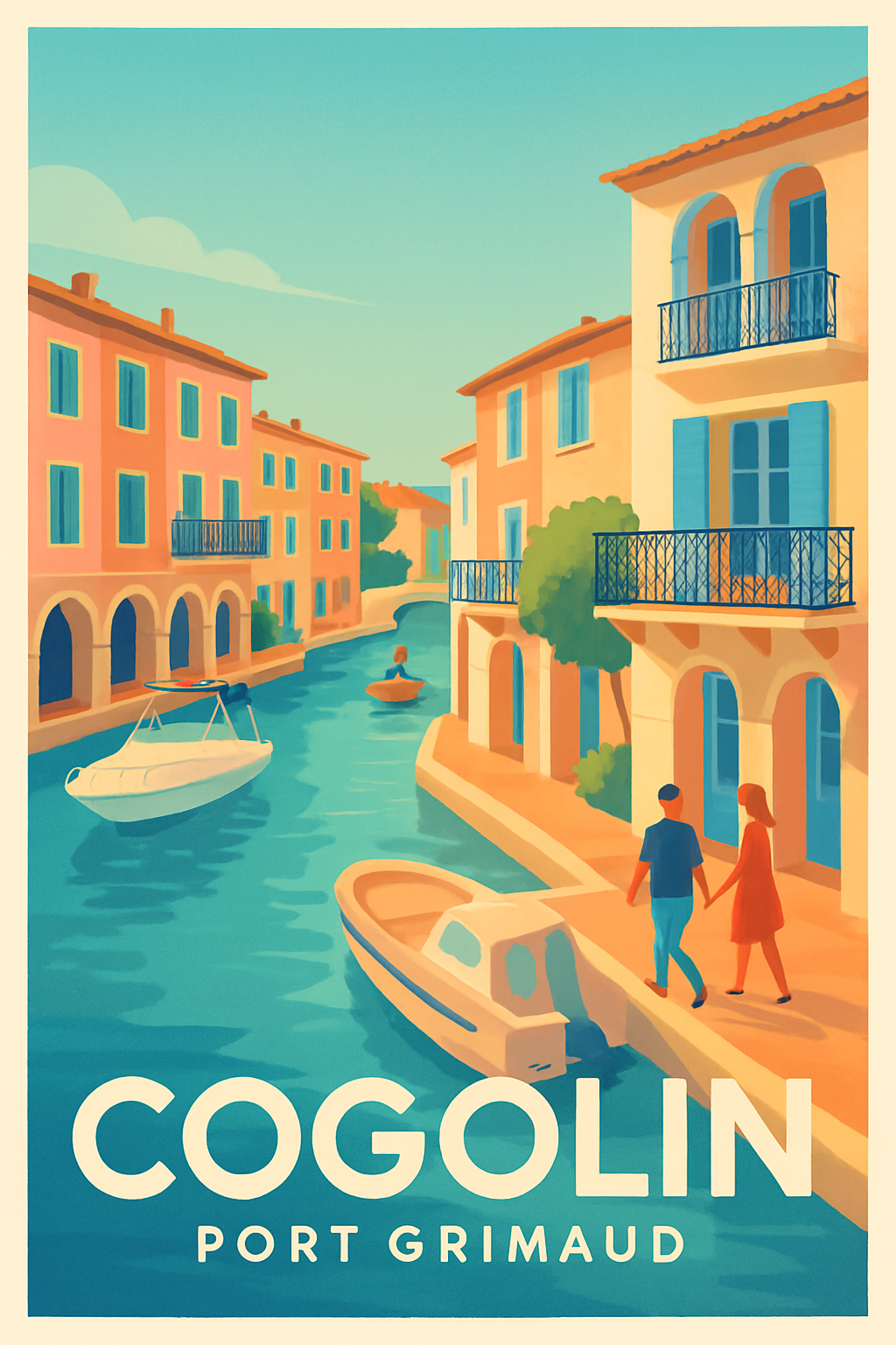 Affiche Cogolin — Charme et douceur au Port Grimaud · poster d'art de Cogolin