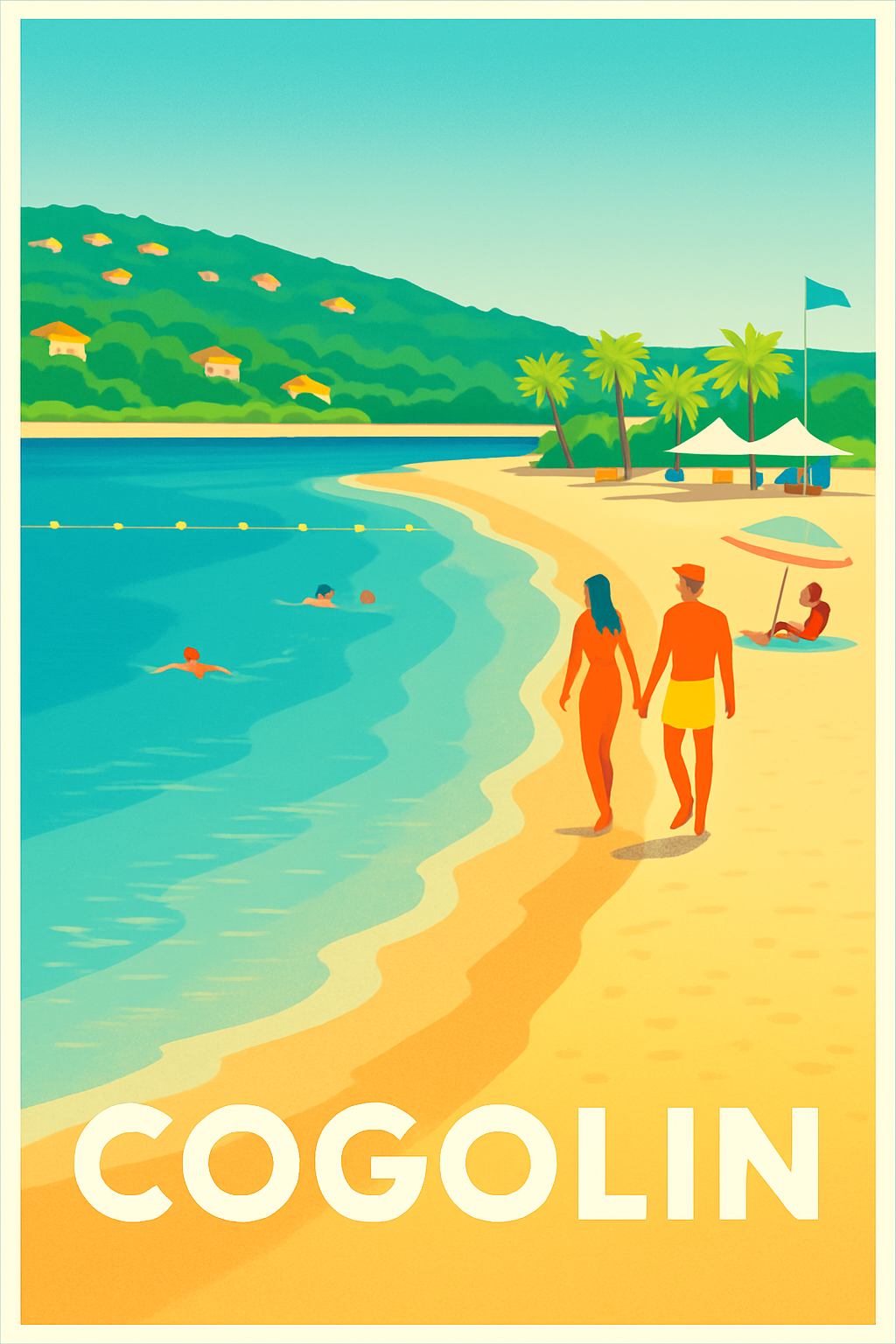 Affiche Cogolin — Douceur et farniente sur la plage · poster d'art de Cogolin