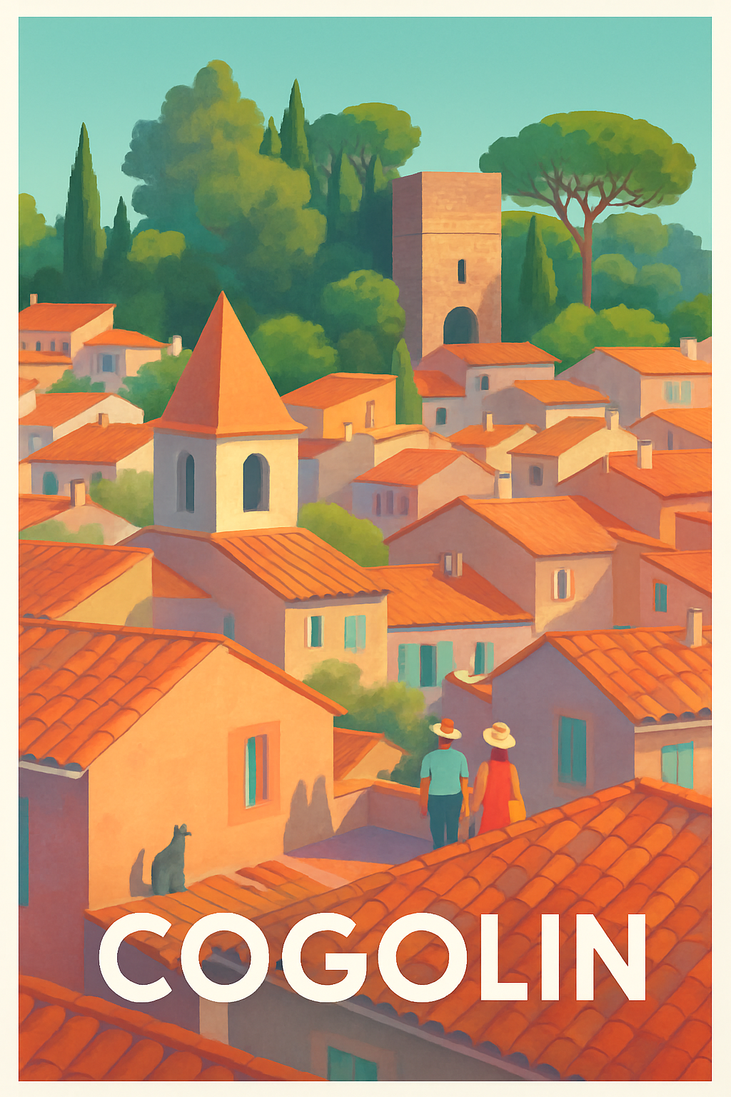 Affiche Cogolin — Village pittoresque du Sud · poster d'art de Cogolin