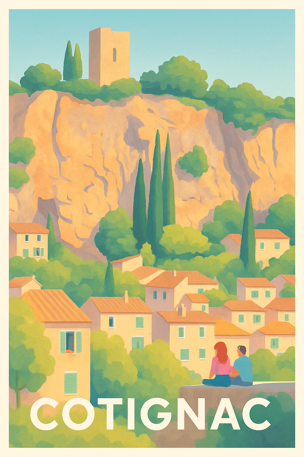 Affiche Cotignac — Charme Provençal au cœur de la nature · poster d'art de Cotignac