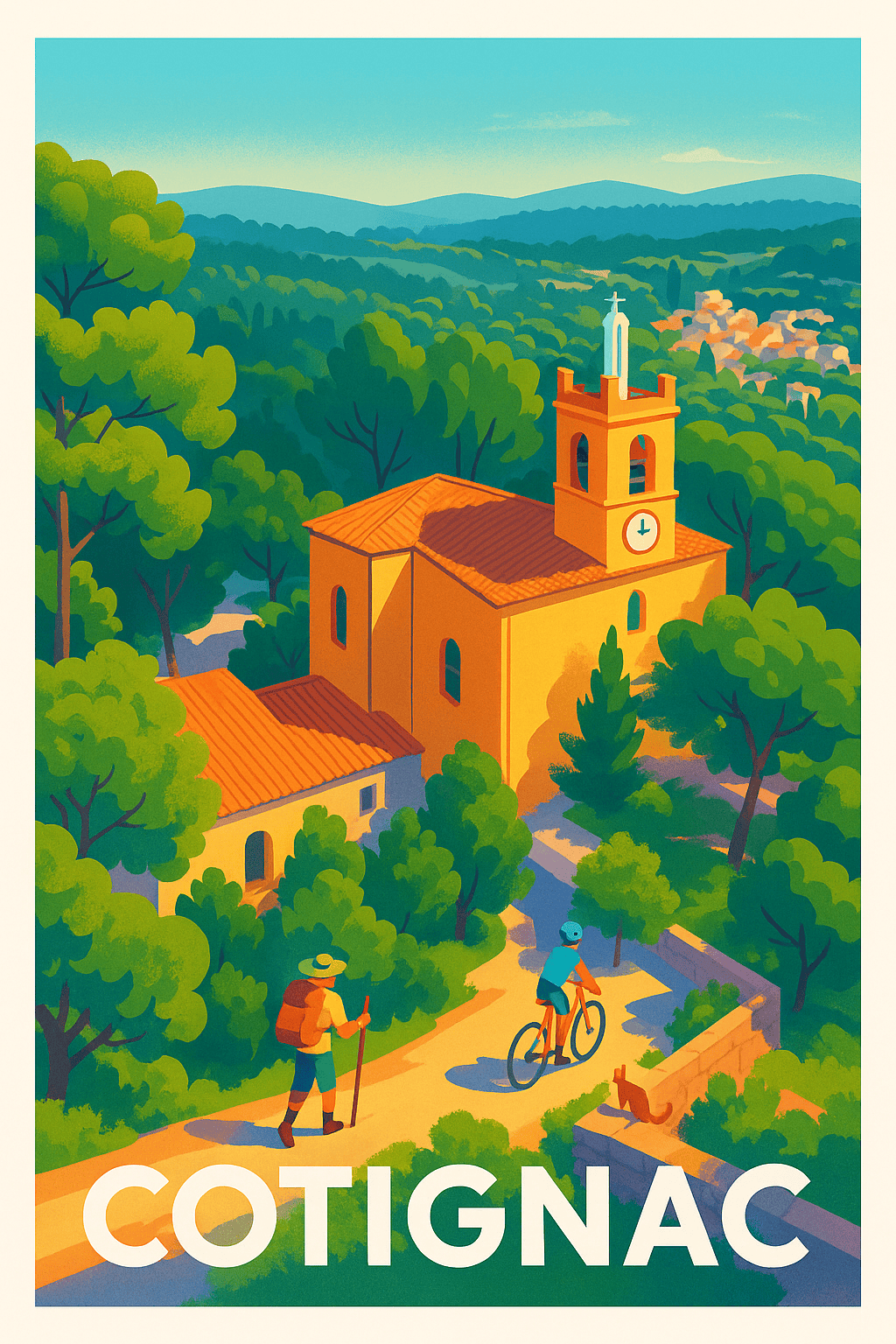 Var France Pas de Cadre / 20 × 30cm Affiche de Cotignac - Charme Provençal et nature préservée