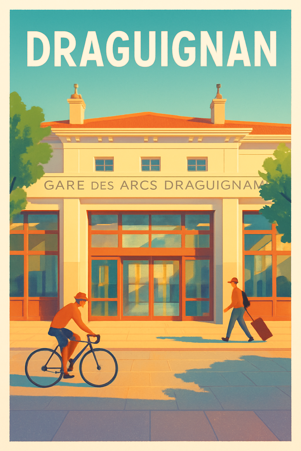 Var France Pas de Cadre / 20 × 30cm Affiche de Draguignan - Charme et douceur à la gare des Arcs