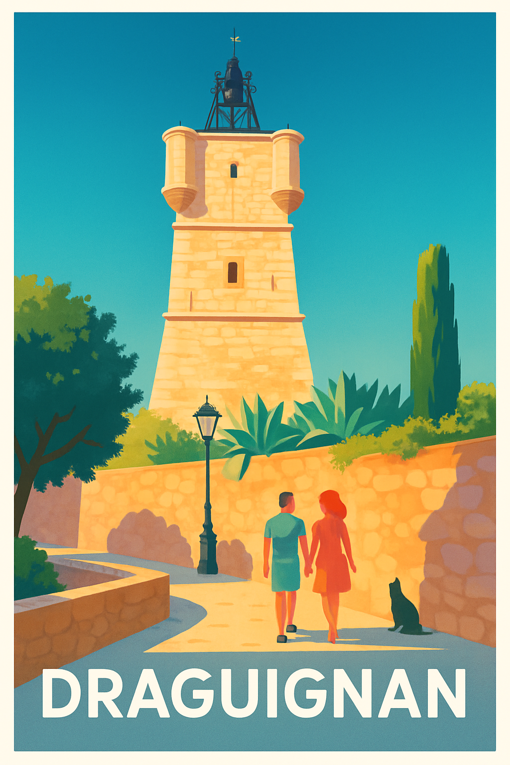Var France Pas de Cadre / 20 × 30cm Affiche de Draguignan - Promenade ensoleillée au cœur de la Provence