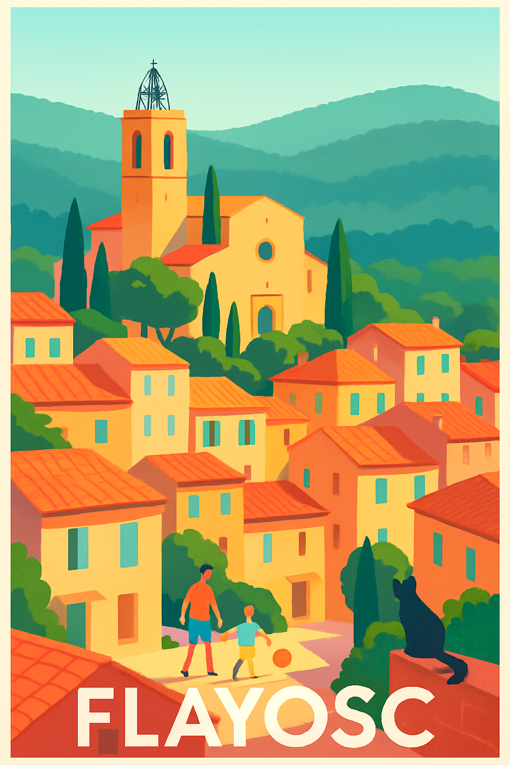 Var France Pas de Cadre / 20 × 30cm Affiche de Flayosc - Charme Provençal ensoleillé
