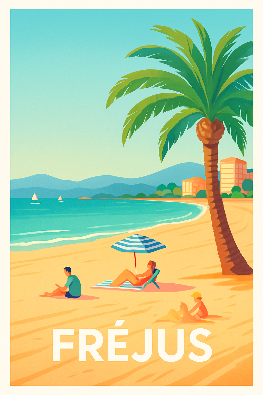 Affiche Fréjus — Évasion solaire en bord de mer · poster d'art de Fréjus
