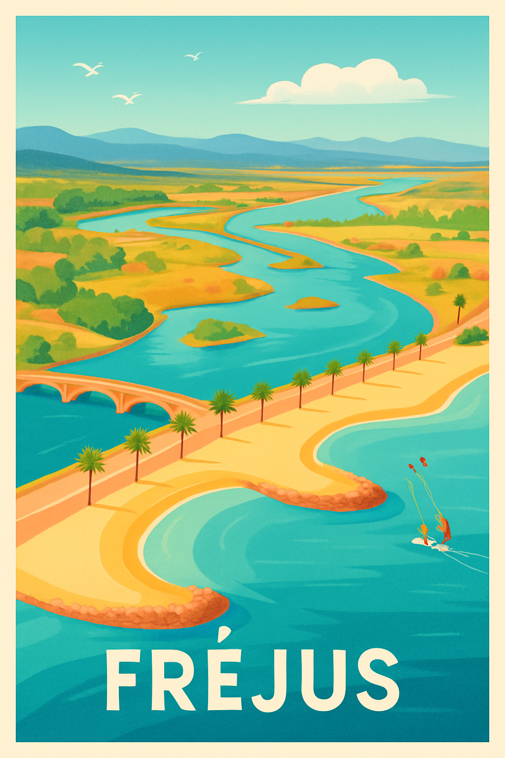 Affiche Fréjus — Le charme naturel en bord de mer · poster d'art de Fréjus