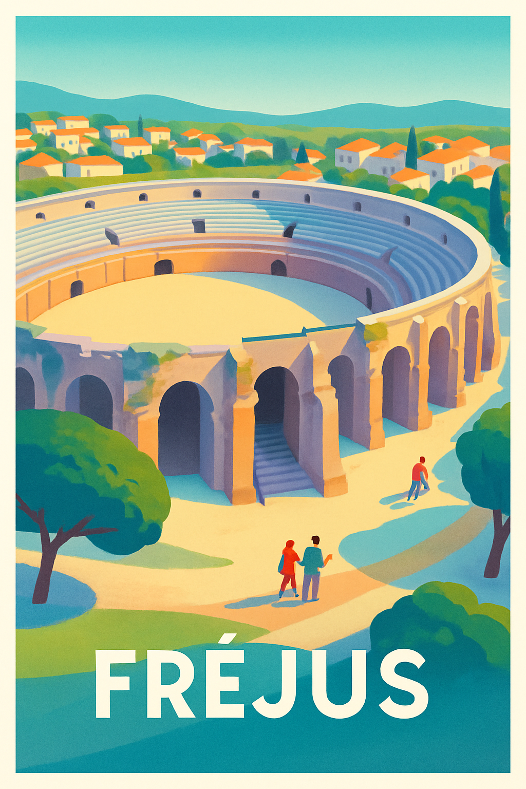 Var France Pas de Cadre / 20 × 30cm Affiche de Fréjus - Lumières et histoire au cœur de la Provence