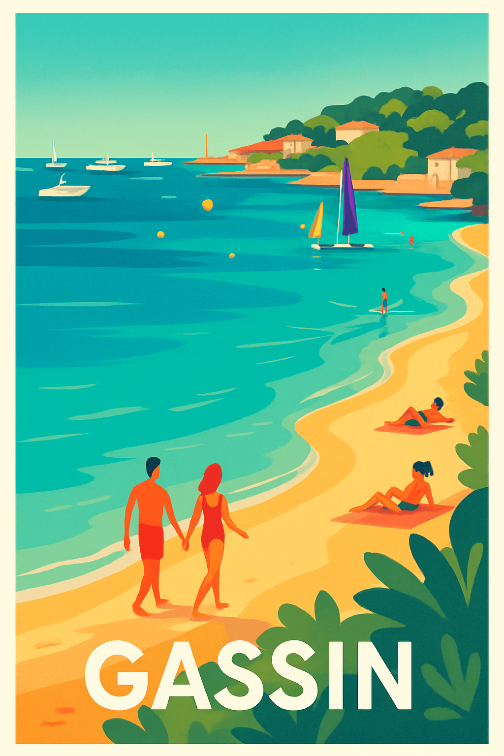 Affiche Gassin — Escapade ensoleillée au bord de la Méditerranée · poster d'art de Gassin