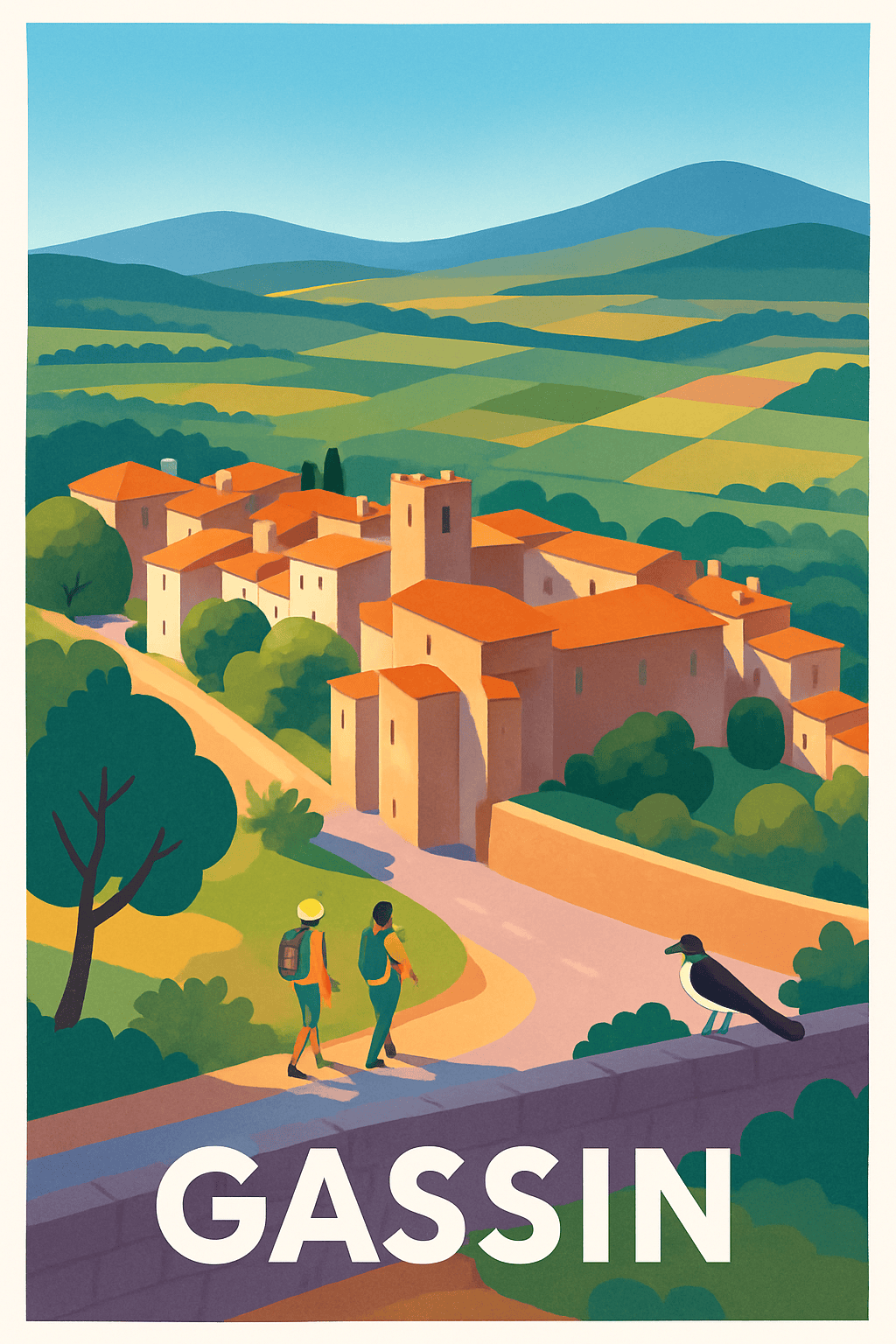 Affiche Gassin — Village perché et panoramas ensoleillés · poster d'art de Gassin