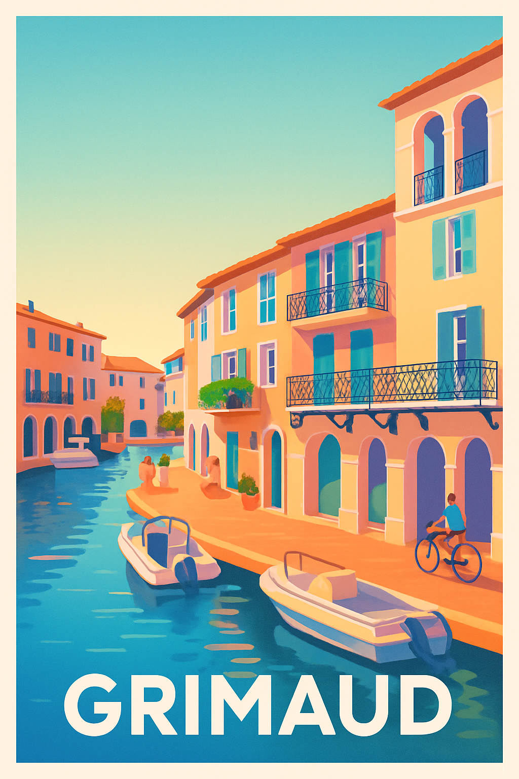 Var France Pas de Cadre / 20 × 30cm Affiche de Grimaud - Charme provençal au bord de l'eau
