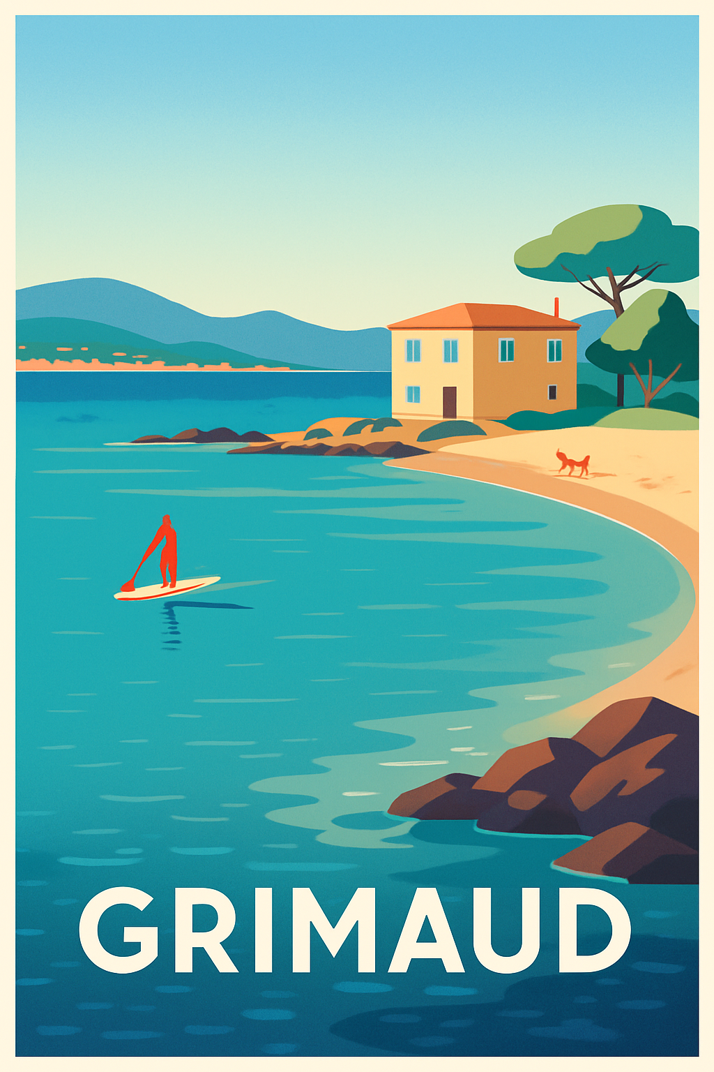 Affiche Grimaud — Évasion Méditerranéenne en Douceur · poster d'art de Grimaud