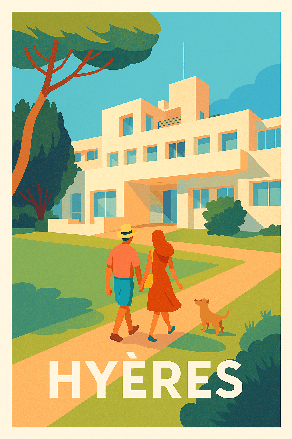 Affiche Hyères — Promenade ensoleillée à la Villa Noailles · poster d'art de Hyères