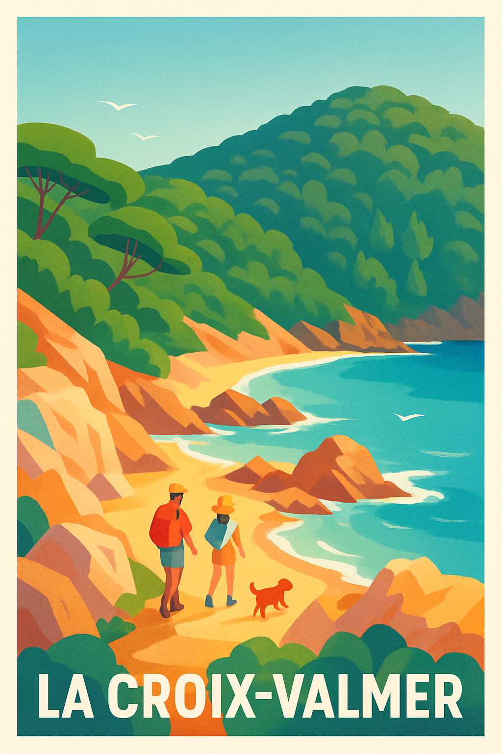 Affiche La Croix-Valmer — Balade pittoresque en bord de mer · poster d'art de La Croix-Valmer
