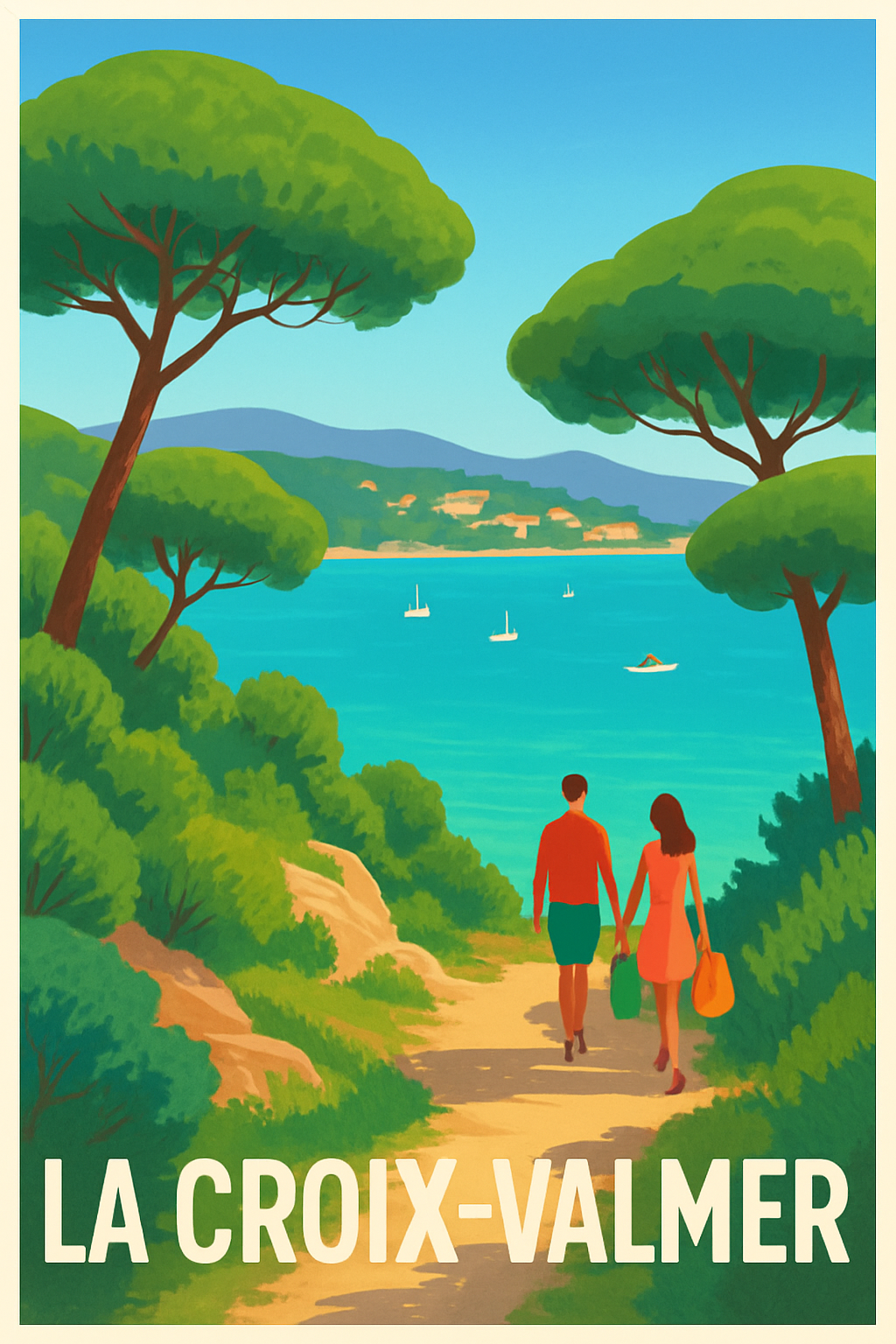 Affiche La Croix-Valmer — Escapade romantique en bord de mer · poster d'art de La Croix-Valmer
