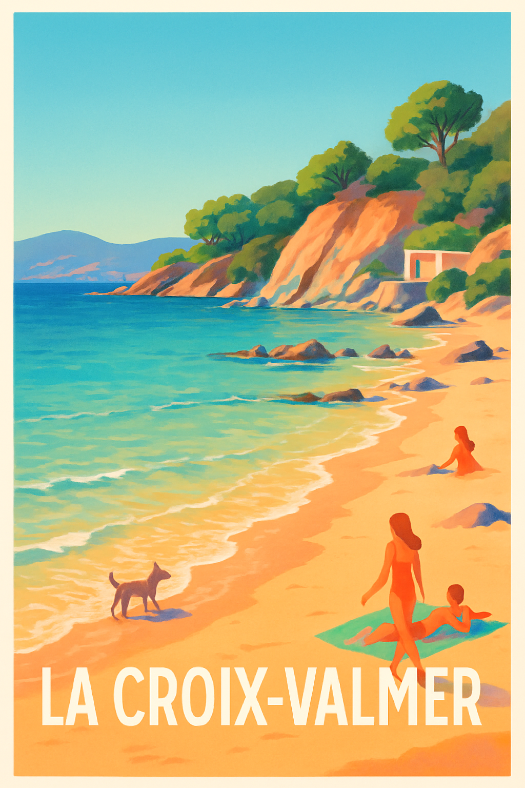 Affiche La Croix-Valmer — Plage et douceur de vivre méditerranéenne · poster d'art de La Croix-Valmer