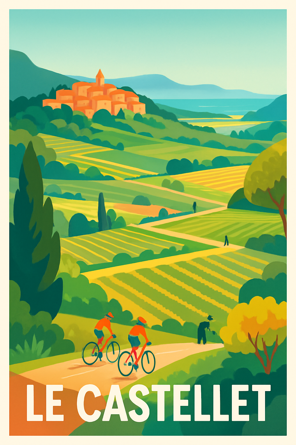 Affiche Le Castellet — Évasion à vélo au cœur des vignobles · poster d'art de Le Castellet