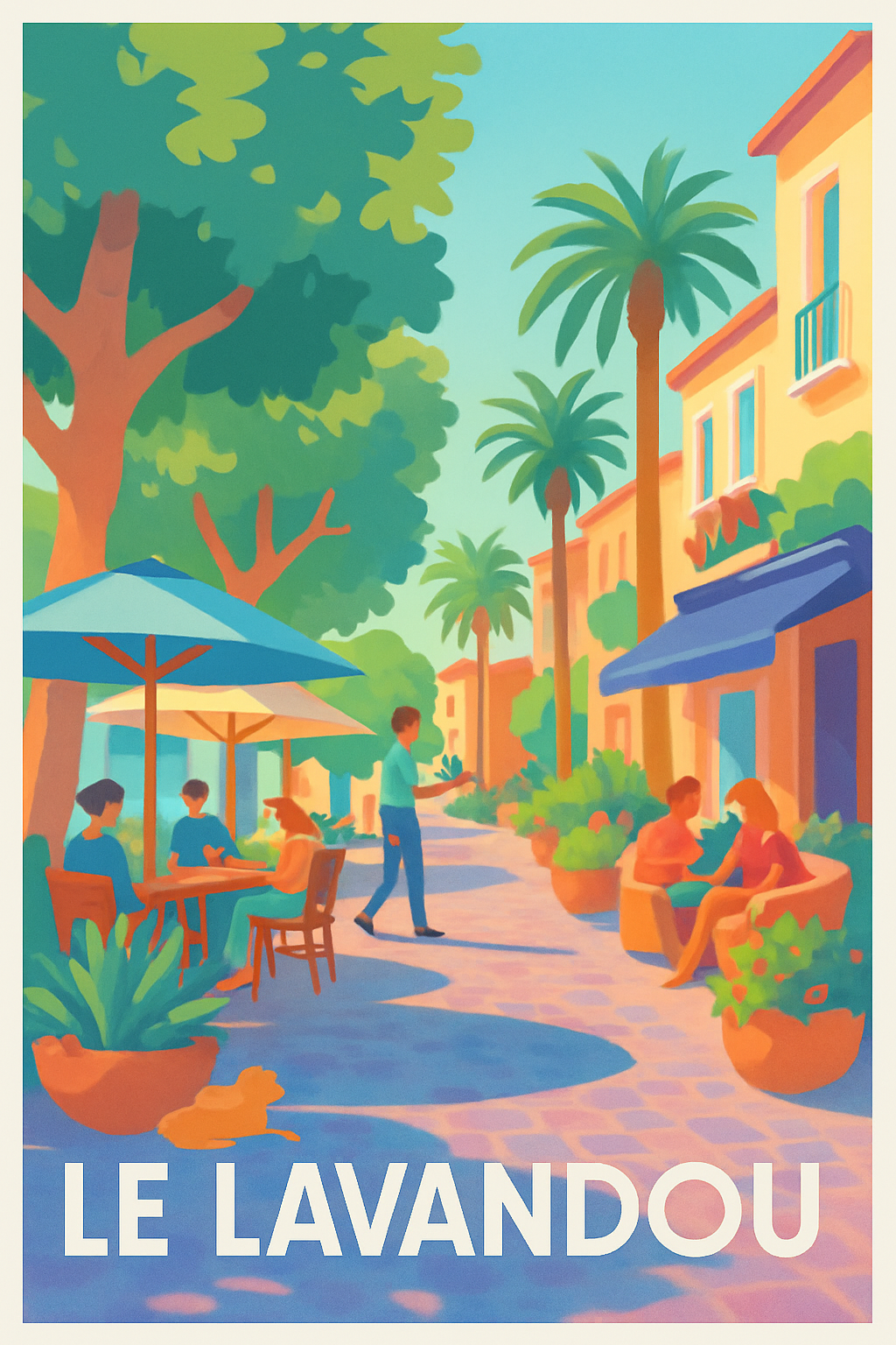 Affiche Le Lavandou — Promenade ensoleillée au cœur de la Méditerranée · poster d'art de Le Lavandou