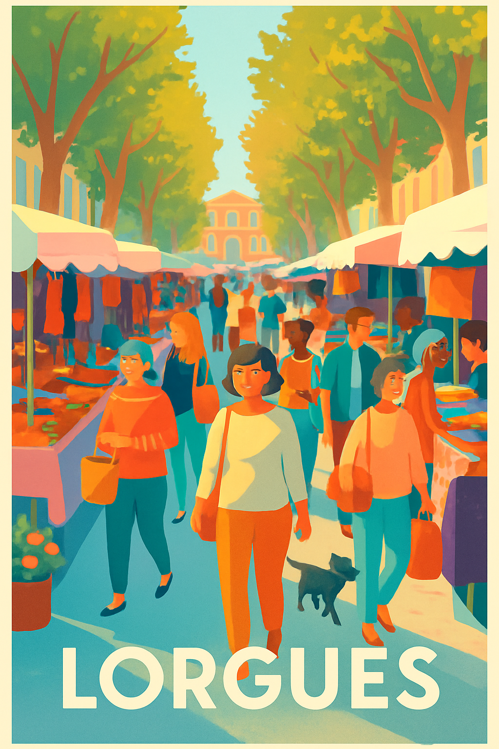 Var France Pas de Cadre / 20 × 30cm Affiche de Lorgues - L'animation authentique du marché provençal