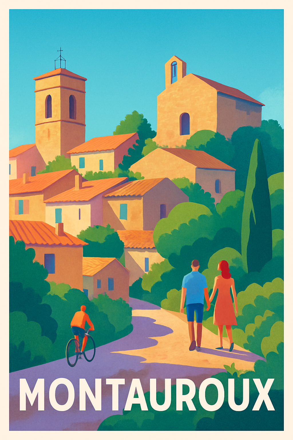 Var France Pas de Cadre / 20 × 30cm Affiche de Montauroux - L'élégance d'un village provençal