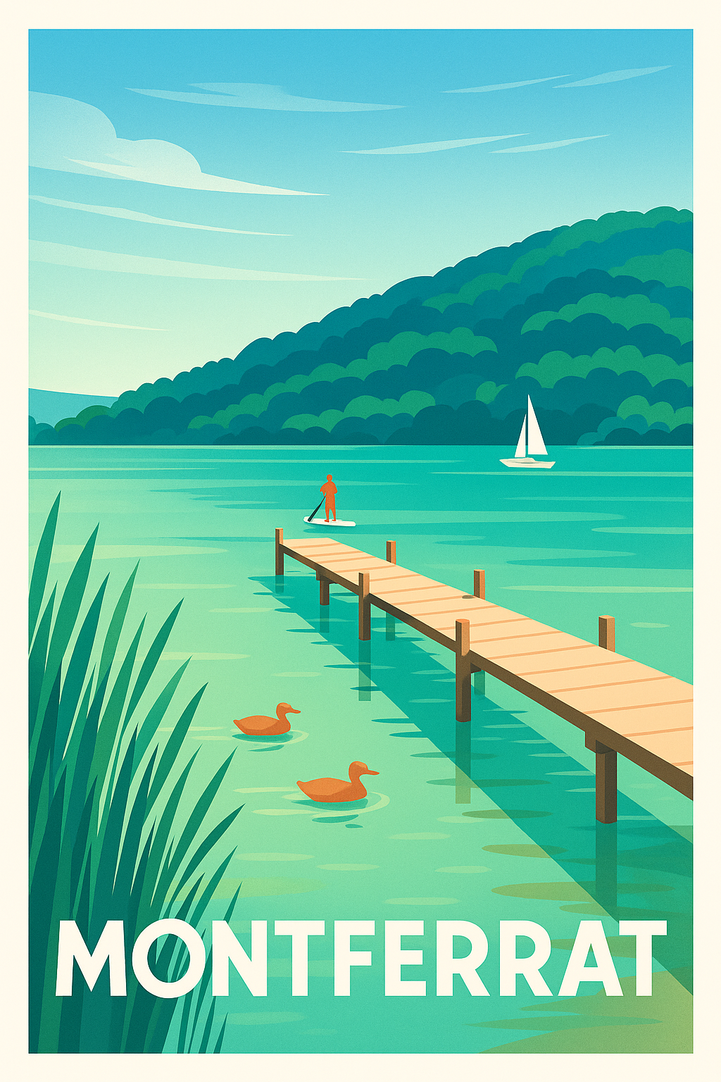 Var France Pas de Cadre / 20 × 30cm Affiche de Montferrat - Escapade paisible au bord de l'eau