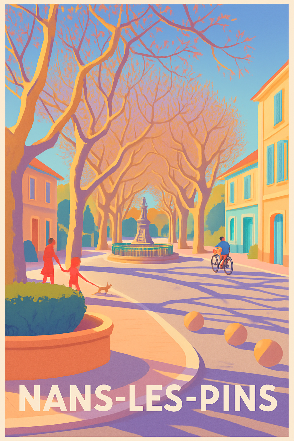 Affiche Nans-les-Pins — Charme paisible et lumières d'été · poster d'art de Nans-les-Pins
