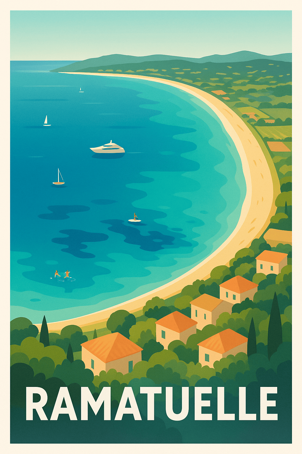 Affiche Ramatuelle — Évasion ensoleillée sur la côte d'azur · poster d'art de Ramatuelle