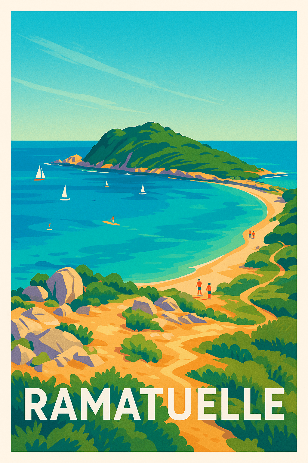 Var France Pas de Cadre / 20 × 30cm Affiche de Ramatuelle - Évasion méditerranéenne au bord de la mer