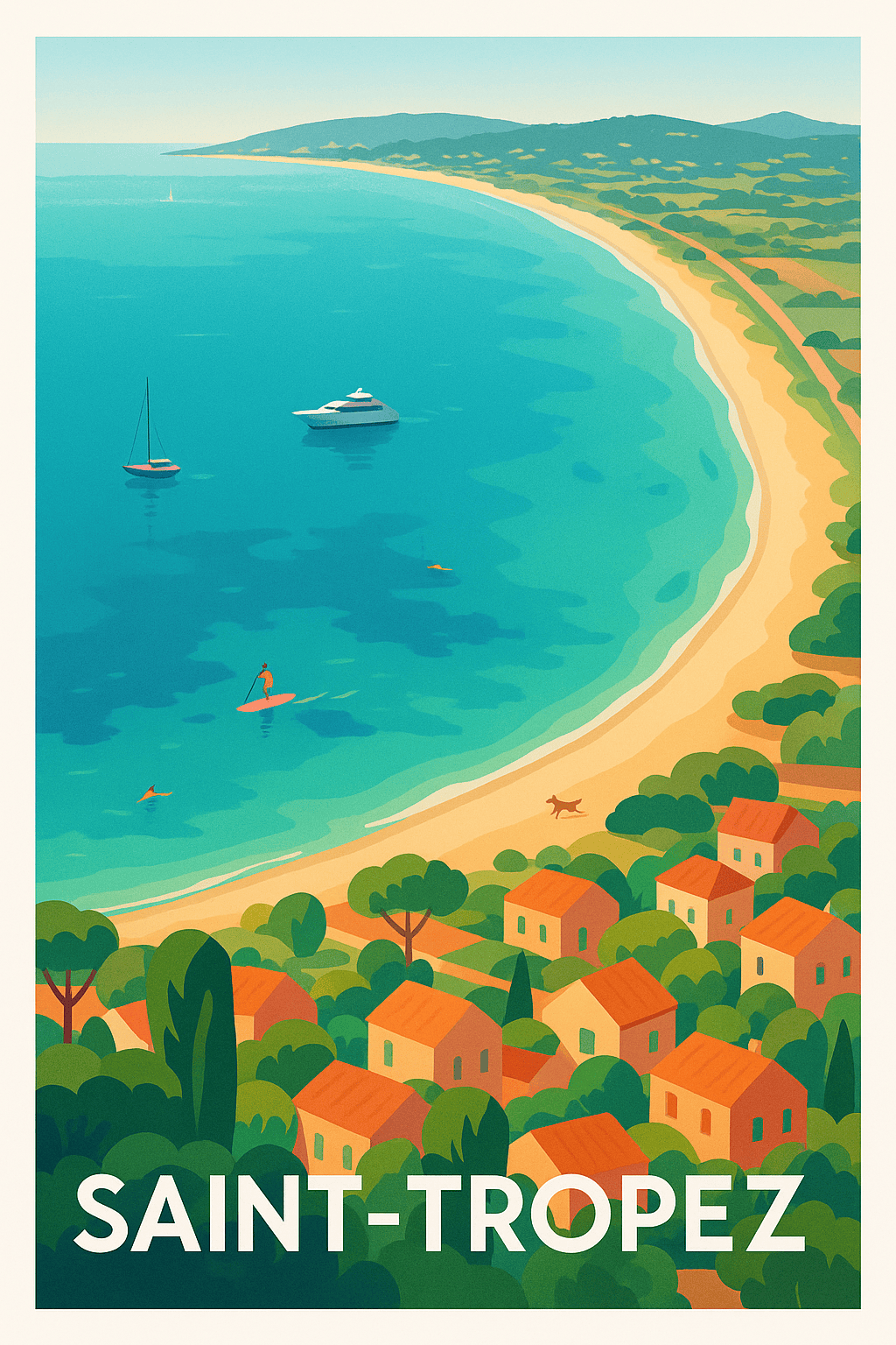 Var France Pas de Cadre / 20 × 30cm Affiche de Saint-Tropez - Évasion Méditerranéenne