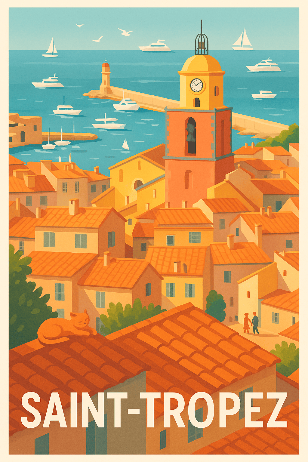 Var France Pas de Cadre / 20 × 30cm Affiche de Saint-Tropez - Le charme méditerranéen en couleurs