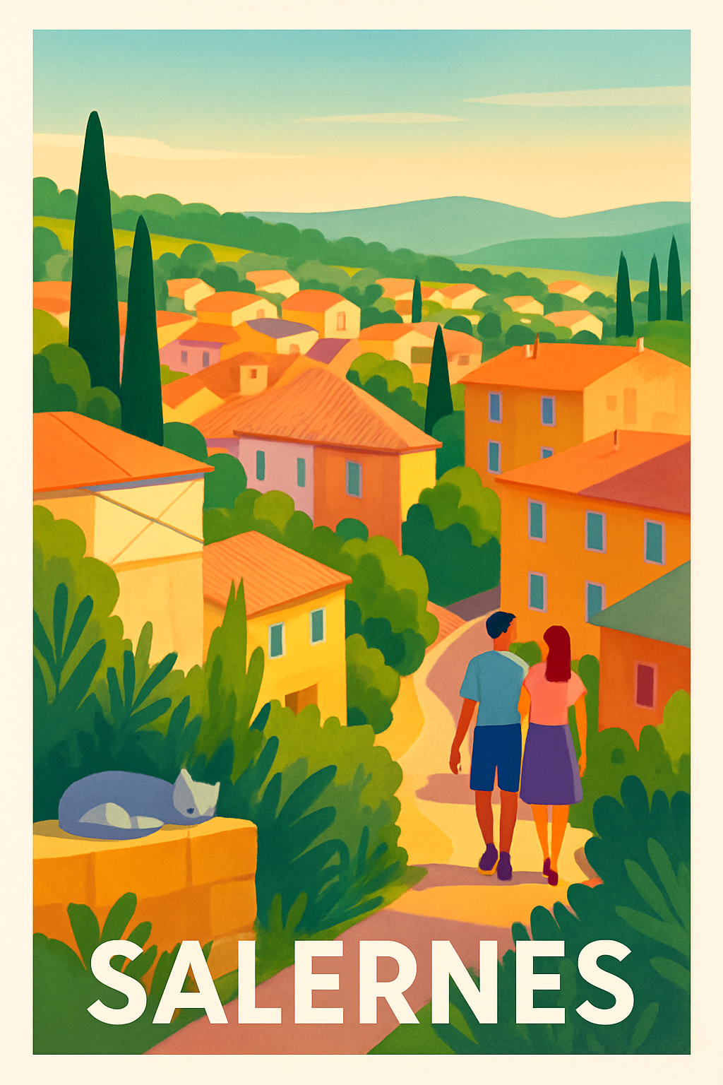 Var France Pas de Cadre / 20 × 30cm Affiche de Salernes - Douceur de vie en Provence