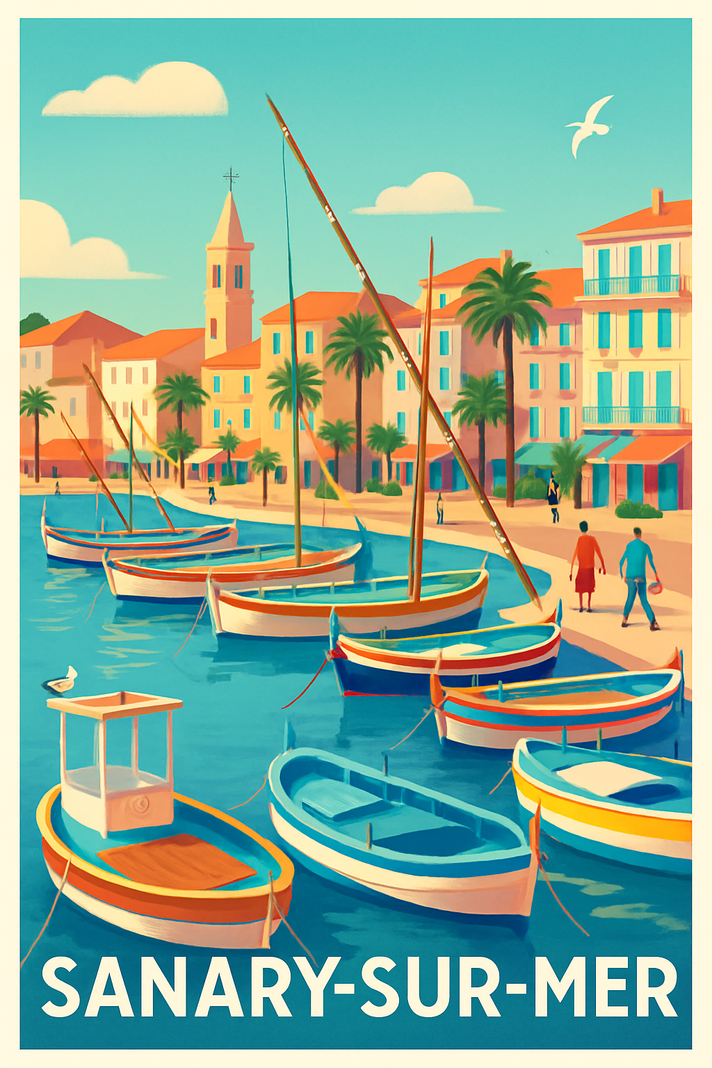 Var France Pas de Cadre / 20 × 30cm Affiche de Sanary-sur-Mer - Escapade provençale au bord de l'eau