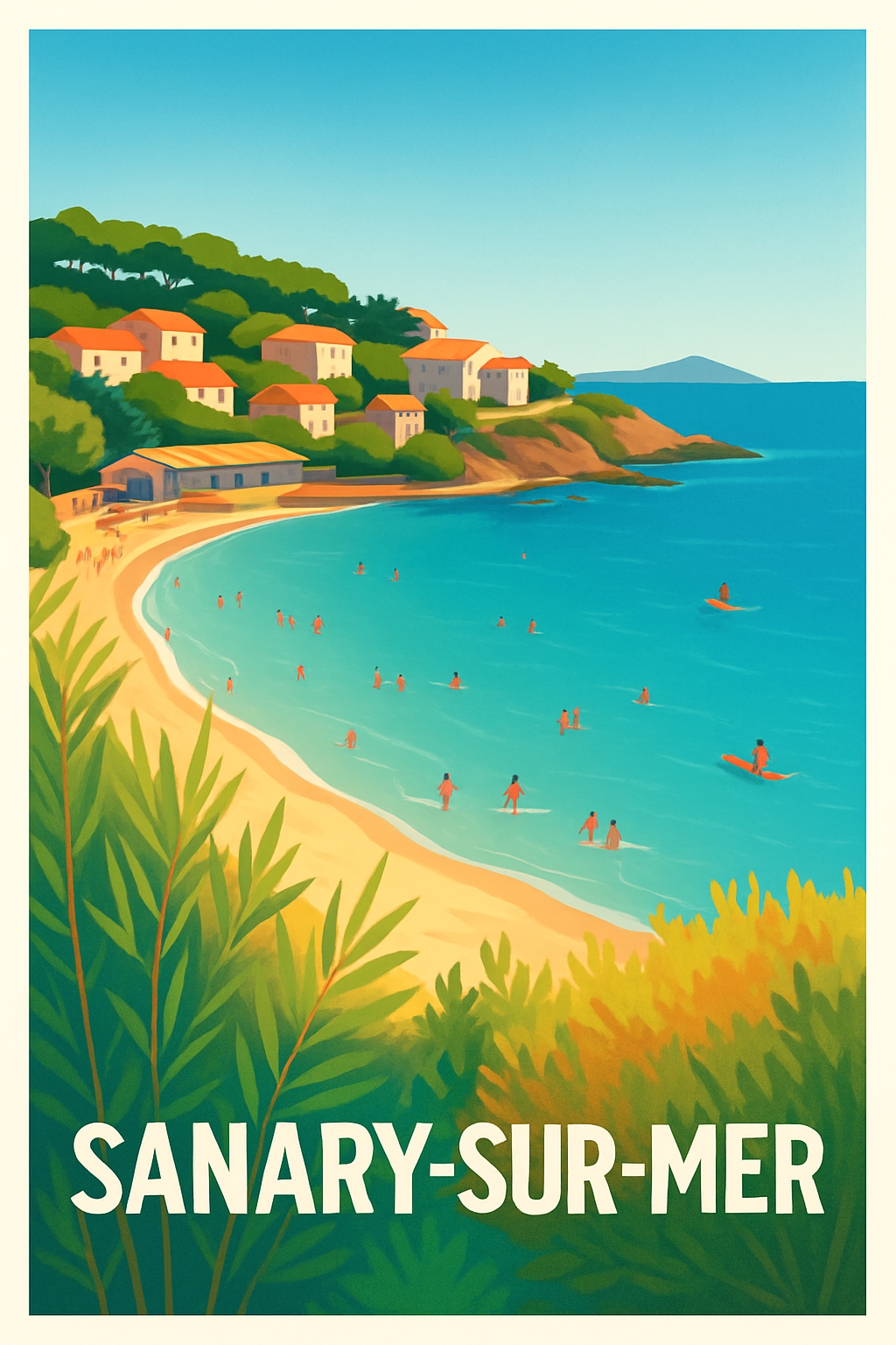Var France Pas de Cadre / 20 × 30cm Affiche de Sanary-sur-Mer - Évasion en Méditerranée