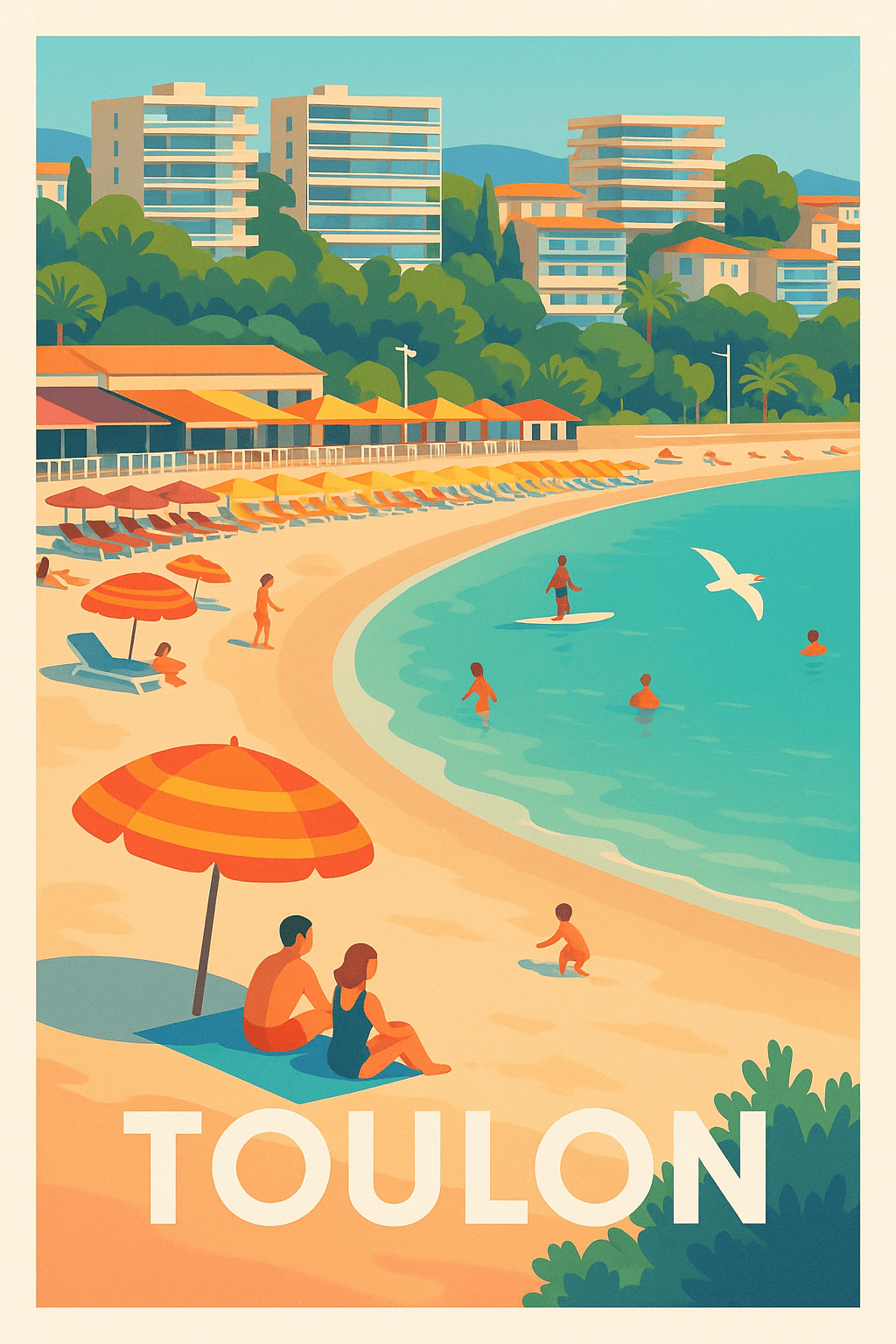 Var France Pas de Cadre / 20 × 30cm Affiche de Toulon - Soleil et Douceur Méditerranéenne