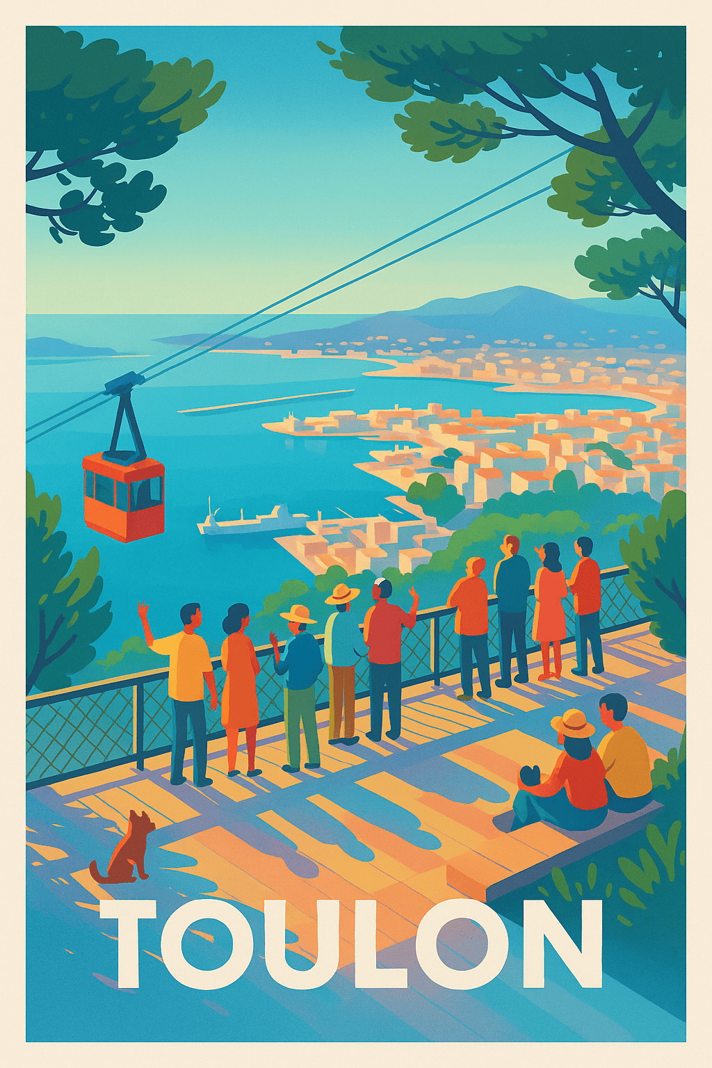 Var France Pas de Cadre / 20 × 30cm Affiche de Toulon - Vue panoramique sur la Méditerranée