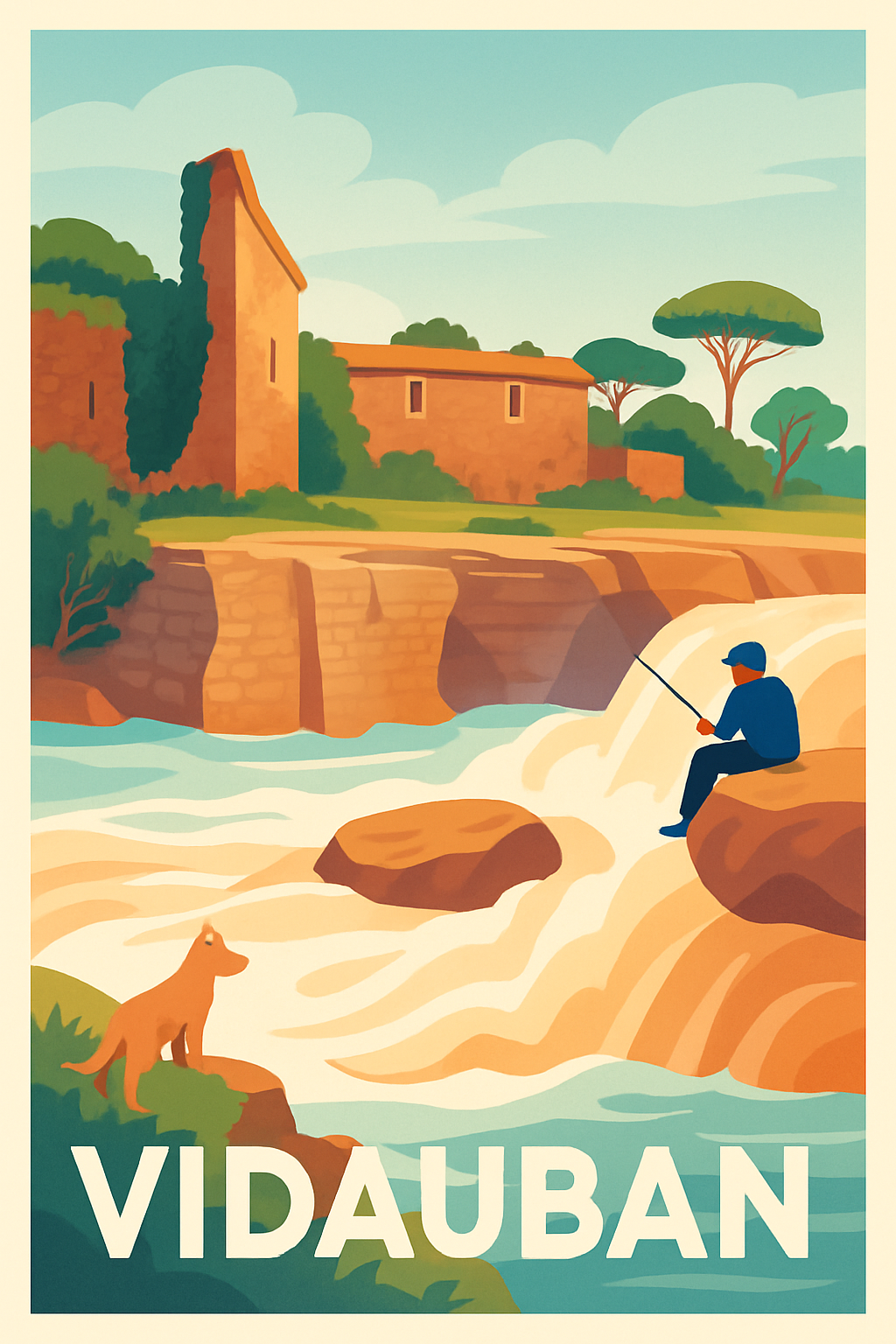 Affiche Vidauban — Évasion et détente au fil de l'eau · poster d'art de Vidauban