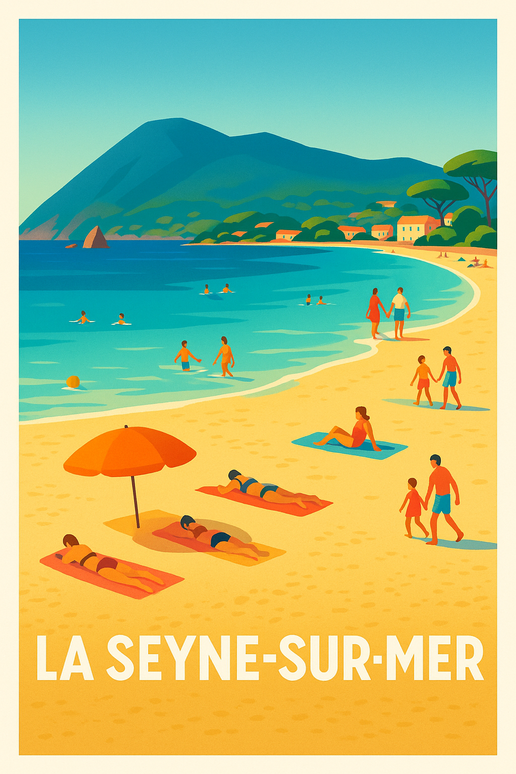 Affiche La Seyne-sur-Mer — Escapade ensoleillée sur la plage · poster d'art de La Seyne-sur-Mer