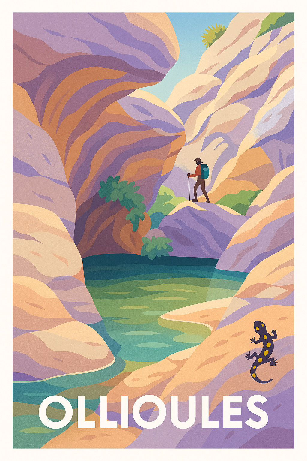 Affiche Ollioules — Aventure et nature au cœur des gorges · poster d'art de Ollioules