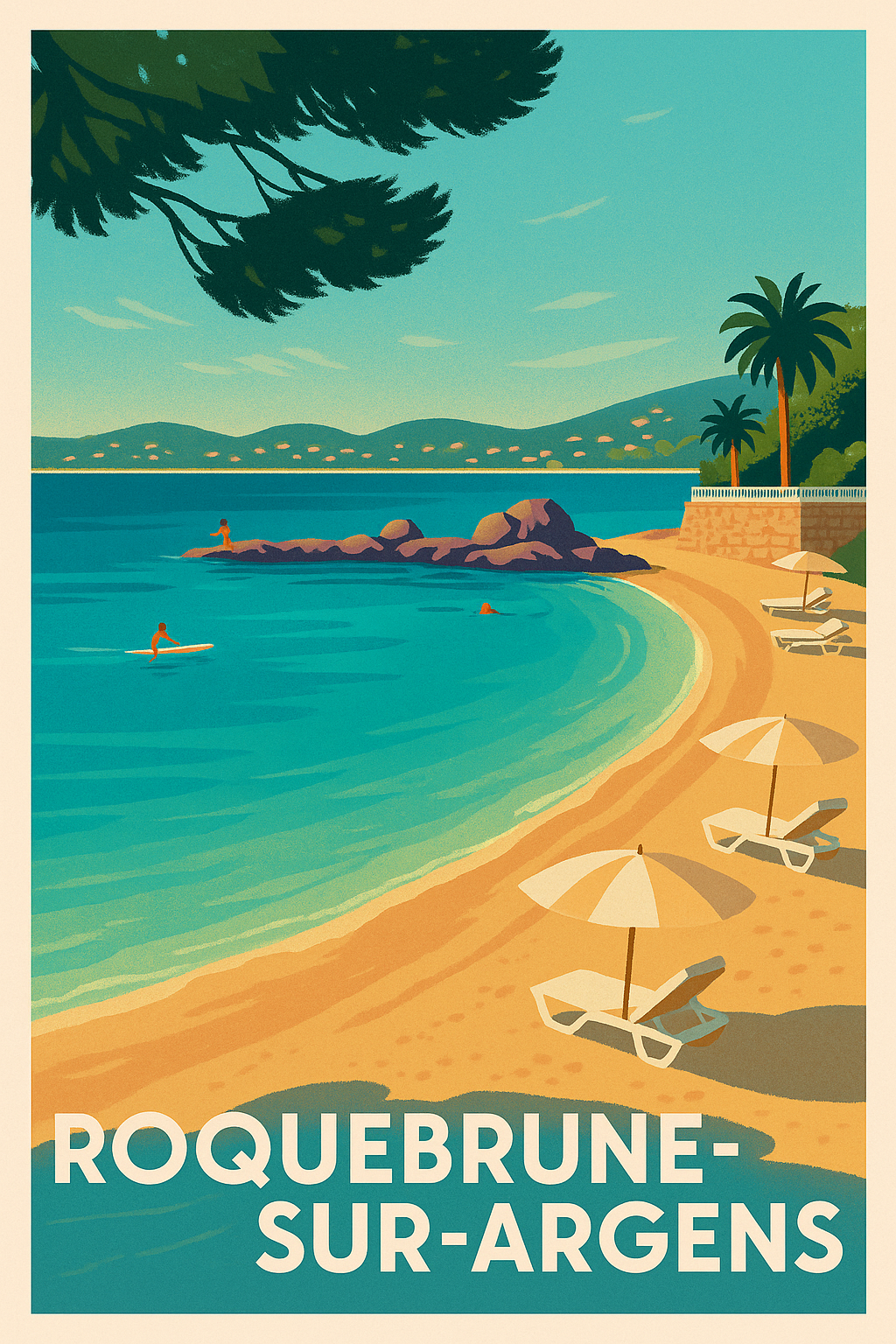 Affiche Roquebrune-sur-Argens — Évasion méditerranéenne en bord de mer · poster d'art de Roquebrune-sur-Argens