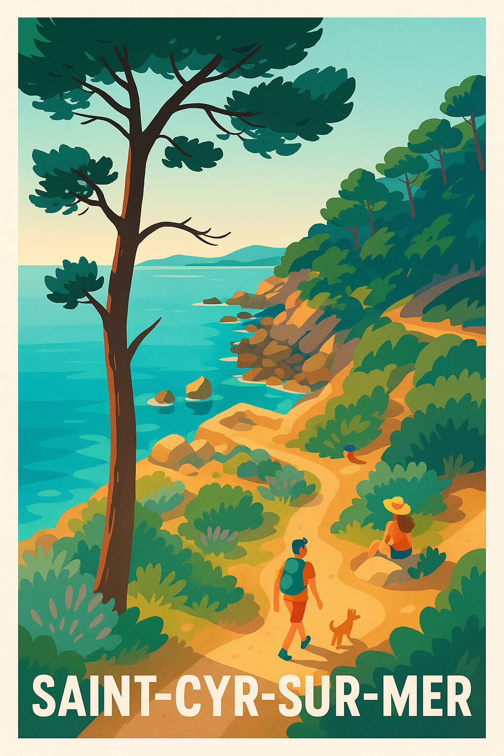 Affiche Saint-Cyr-sur-Mer — Évasion et nature en Méditerranée · poster d'art de Saint-Cyr-sur-Mer