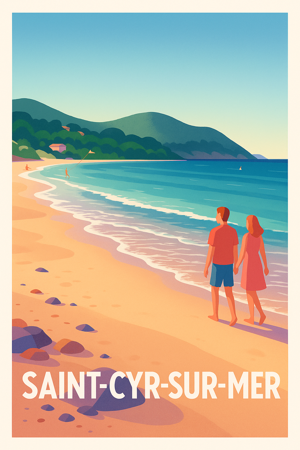 Affiche Saint-Cyr-sur-Mer — Promenade romantique au bord de la Méditerranée · poster d'art de Saint-Cyr-sur-Mer