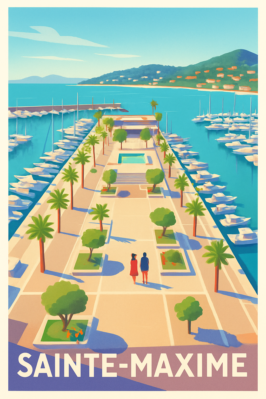 Var France Pas de Cadre / 20 × 30cm Affiche Sainte-Maxime - Escapade Méditerranéenne en Bord de Mer