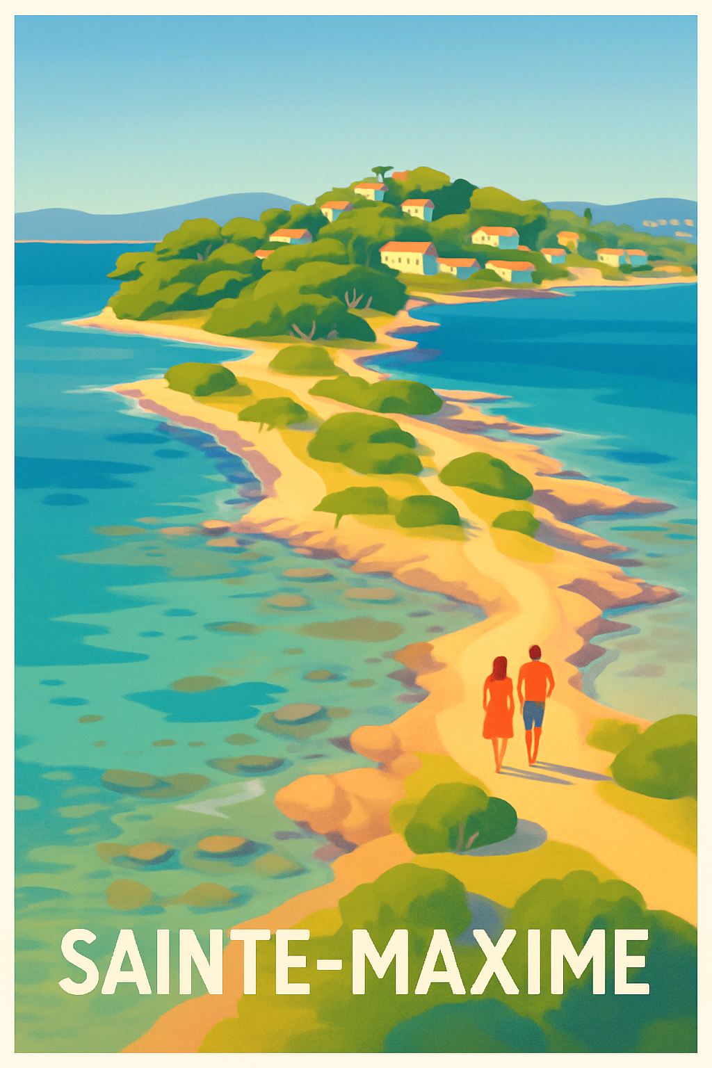 Affiche Sainte-Maxime — Escapade romantique sur la Côte d'Azur · poster d'art de Sainte-Maxime