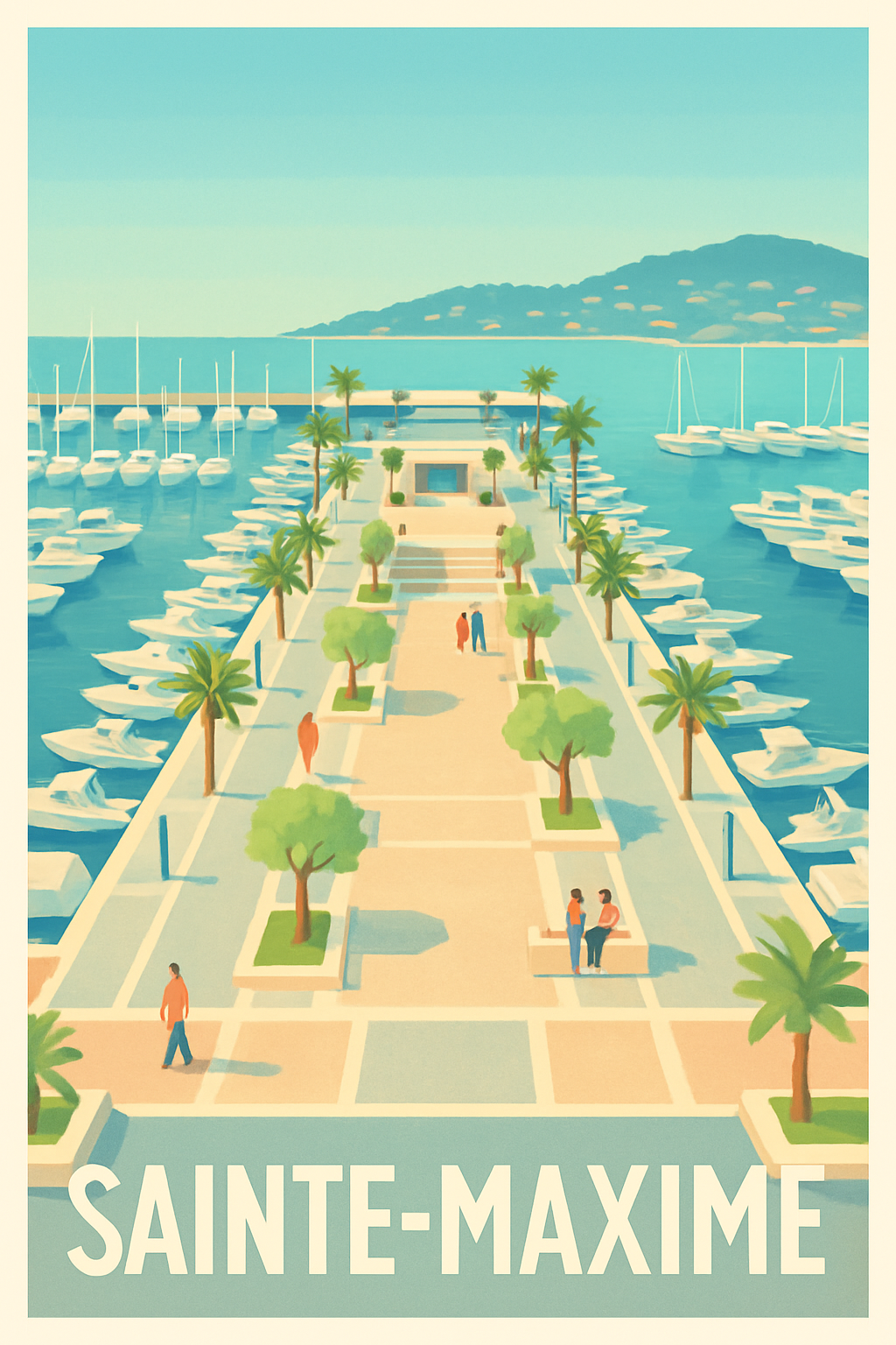 Var France Pas de Cadre / 20 × 30cm Affiche Sainte-Maxime - L'élégance du port méditerranéen